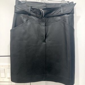 High-waisted H&M Pleather skirt with belt and pockets